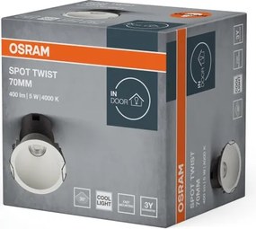 Spot încastrat LED Osram SPOT TWIST, 5 W, 230 V, 4000 K, Ø 7 cm, alb