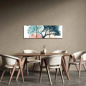 Tablou – Arbore acvarelă plin de viață (cu ceas) (90x30 cm)