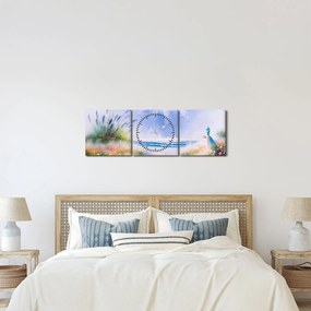 Tablou - Plaja romantică, pictură în ulei (cu ceas) (90x30 cm)