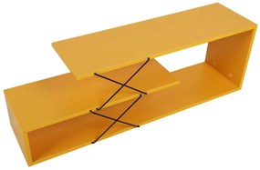 COMODA TV Zigzag, Alb - Gri - Galben - Stejar - Maro, 120 x 40 x 30 cm