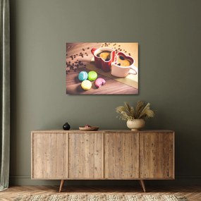 Tablou pe sticlă cu cafea și macarooni (70x50 cm)