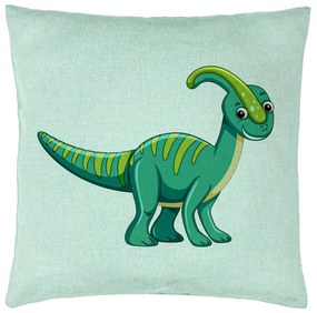 Perna Decorativa, Model copii Dinozaur Verde Menta, 40x40 cm, Verde Menta, Husa Detasabila, Burduf