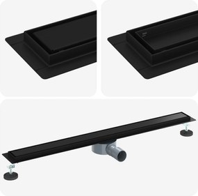 vidaXL Scurgere de duș 2 în 1 cu sifon 360° Negru 90 cm