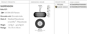 Lustra design Art Deco unicat realizat manual Kalatos negru/auriu
