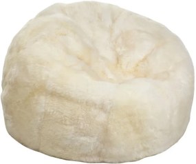 Pouf rotund din 100% blană naturală de oaie din Noua Zeelandă, cu fir lung, D74 × 73 cm, „Ivory M”