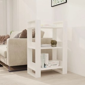 vidaXL Bibliotecă/Separator cameră, alb,60x35x91 cm, lemn masiv pin