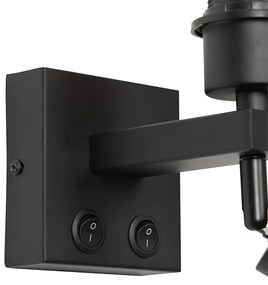 Lampa de perete moderna neagra cu lumina de citit - Brescia
