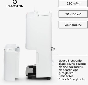 Klarstein DryFy Connect 50 Smart, Dezumidificator de aer, WiFi, Compresie, 50l/zi, 45-55m², Alb