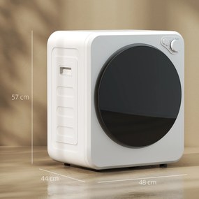 HOMCOM Uscător portabil de rufe 4 kg, încărcare frontală, 2 trepte de putere 800 W/400 W, 240 V, compact pentru apartament, rulote și casă, alb | Aosom Romania