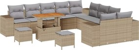 vidaXL Set de canapele pentru grădină 13 pcs Beige și gri deschis