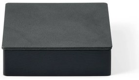 Cutie de depozitare neagră-gri antracit din lemn și din piele ecologică cu capac, decorativă 11x11x3,5 cm Square Nupo – LIND DNA