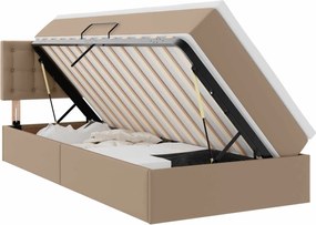 vidaXL Pat cu saltea și LED Cappuccino 90 x 200 cm Piele artificială