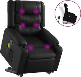 vidaXL Fotoliu de masaj rabatabil cu ridicare negru piele ecologică