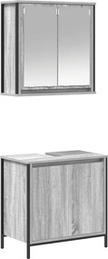 vidaXL Set mobilier de baie, 2 piese, gri sonoma, lemn prelucrat