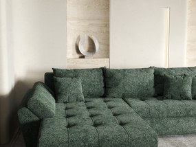 Colțar extensibil dumonde cu ladă de depozitare si sezut confortabil din spuma high-density, Loana Euphoria Green 270x185 cm