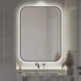 🪞 Oglindă LED cu Touch și Funcție Dezaburire – Ramă Negru, 60x80 cm, Model J187-6080 Smack