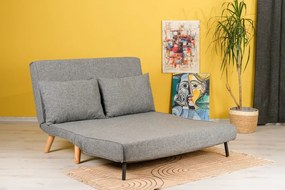 Canapea Extensibila 2 Locuri, Cadru Metalic, Folde, Gri Deschis