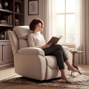 HOMCOM Fotoliu Rabatabil Manual cu Pernă Groasă, Suport pentru Picioare, 85x93x105cm, Bej | Aosom Romania