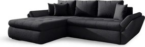 Colțar extensibil dumonde cu ladă de depozitare si sezut confortabil din spuma high-density, Loana Euphoria Black 270x185 cm