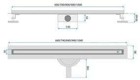 Rea Neo Slim Pro rigola liniara 100 cm otel REA-G5803
