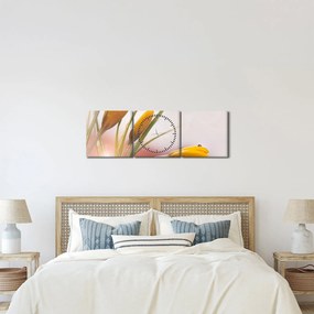 Tablou - Flori de primăvară (cu ceas) (90x30 cm)