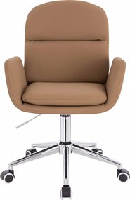 HR480K Scaun Caramel Piele Ecologica Premium Soft cu Bază Cromata