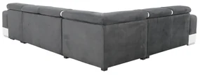 colţar în formă de U, piele ecologică albă/material textil gri, model dreapta, KAMELIA