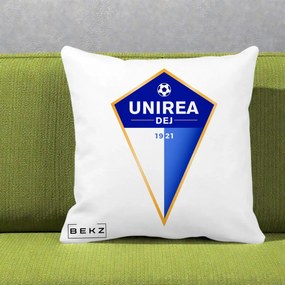 Perna Personalizata Unirea Dej 1921 Fotbal, 40x40 cm, Alba Mata, Husa Detasabila, Perna Inclusa, BEKZ®