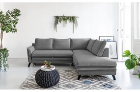 Colțar extensibil cu șezlong pe partea dreaptă Miuform Charming Charlie L, gri închis