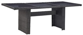 vidaXL Masă de grădină, negru, 200 x 100 x 74 cm, sticlă și poliratan
