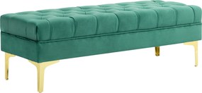 HOMCOM Bancă Hol, cu Husă Capitonată din Catifea cu Picioare Metalice pentru intrare, dormitor sau sufragerie, 118x45x42 cm, Verde | Aosom Romania