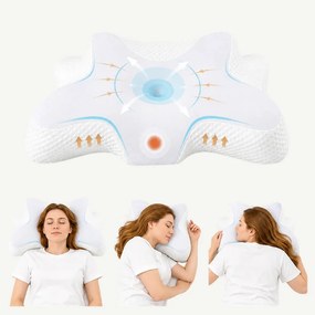 Perna cervicala ortopedica CERVI-SAN Relax, memory foam pentru gat si umeri, Alb