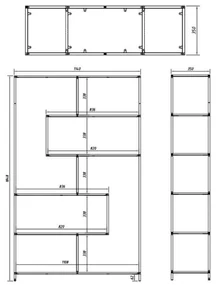 Bibliotecă neagră/în culoare naturală cu aspect de lemn de stejar 114x185 cm Seaford – Actona