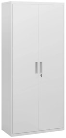 HOMCOM Dulap de Depozitare pentru Birou cu 5 Niveluri, Dulap Metalic cu 2 Uși și 4 Rafturi Reglabile, 80x40x180 cm, Alb