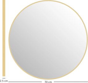 HOMCOM Oglindă Rotundă pentru Baie, din Sticlă și Oțel, Ø70x2.5 cm, culoare Auriu | Aosom Romania