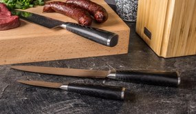 Set de cuțite G21 Damascus Premium în bloc de bambus, cutie, 5 bucăți + piatră de ascuțit