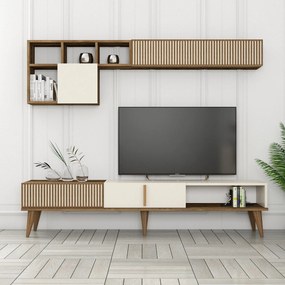 Mobila living crem cu maro MILAN, PAL melaminat, 2 piese