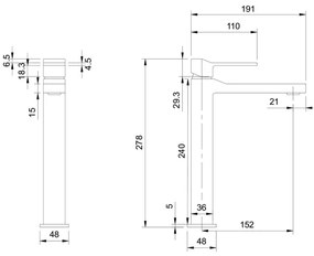 Baterie de lavoar OMNIRES SL7712CR SLIDE 27,8 cm crom lucios