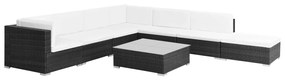 44608 vidaXL Set mobilier de grădină cu perne, 8 piese, negru, poliratan