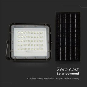 Proiector LED solar de exterior LED/10W/3,2V IP65 4000K negru + telecomandă