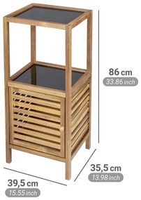 Dulap de baie negru/în culoare naturală jos, îngust din lemn de acacia 39,5x86 cm Fondi – Wenko