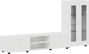 vidaXL Set comodă TV cu sertar cu raft FLORIN Alb lucios Lemn compozit