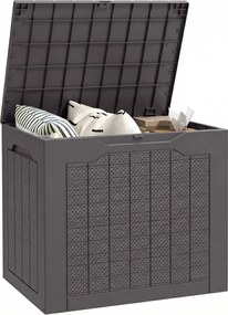 Outsunny Cufăr de depozitare exterior 93L cu mânere încastrate, cufăr de depozitare etanș 56 x 41 x 50 cm, maro | Aosom Romania