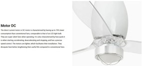 Lustra cu Ventilator si telecomanda ETERFAN M LED alb/transparent
