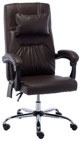 vidaXL Scaun de birou cu masaj, maro, piele ecologică