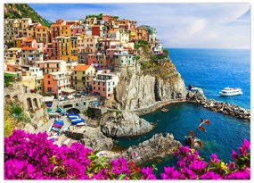 Tablou pe sticlă - Satul italian Manarola (70x50 cm)