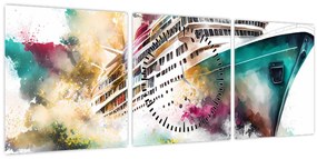 Tablou - Acuarelă mare (cu ceas) (90x30 cm)