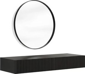 Măsuță de toaletă suspendată cu oglindă neagră Nicole 60 cm - negru mat / negru