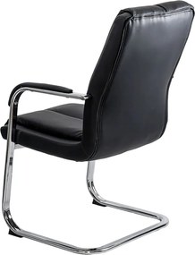 Scaun vizitator negru OFF 8117 din piele ecologică și cadru cromat tip sanie