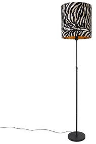 Lampă de podea cu abajur negru cu imprimeu zebră 40 cm reglabil - Parte